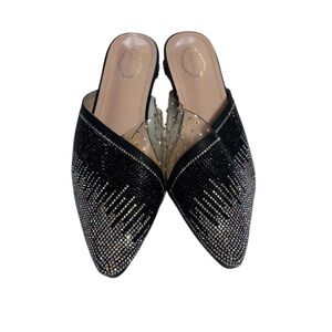 Chic Black Rhinestone Women's Mules